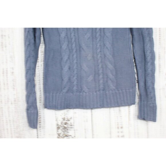 LL Bean Double L Cable Sweater Zip Cardigan Blue Size Small Pet - Picture 9 of 10
